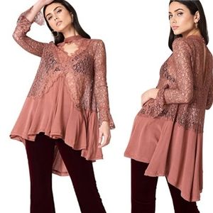 FREE PEOPLE "Secret Origins" Crepe & Lace …